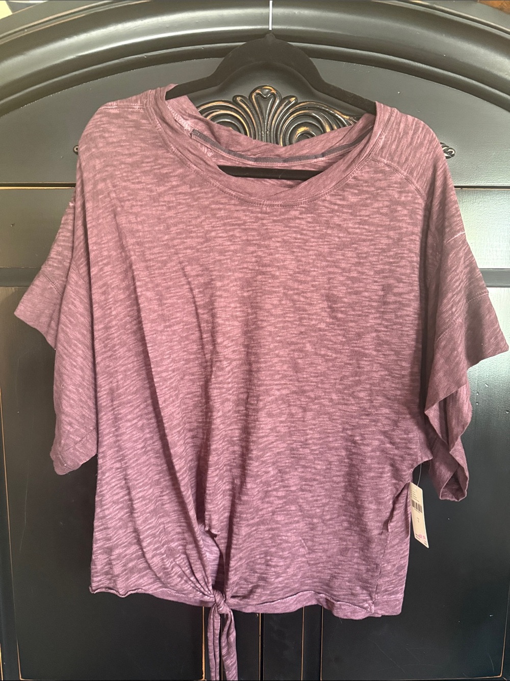 Pilcro Tie-Hem Short Sleeve Crop Top - Mauve